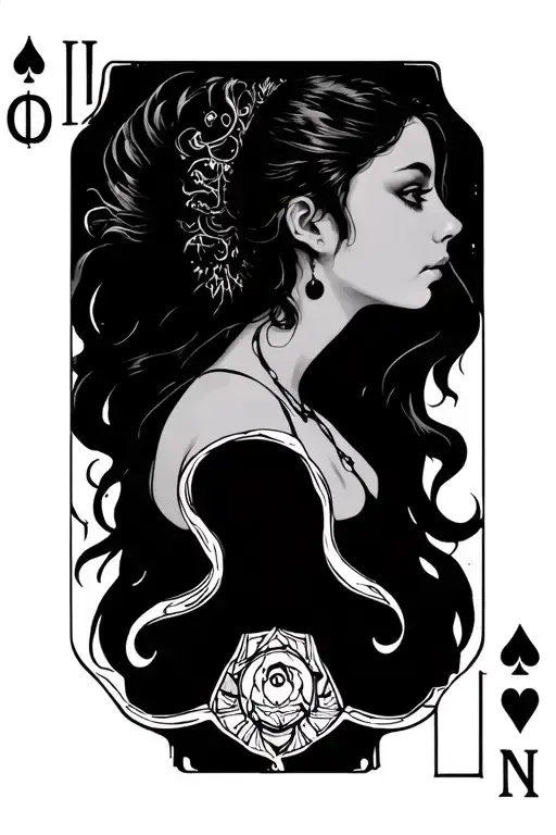 Tarot Card Featuring Girl Side Profile