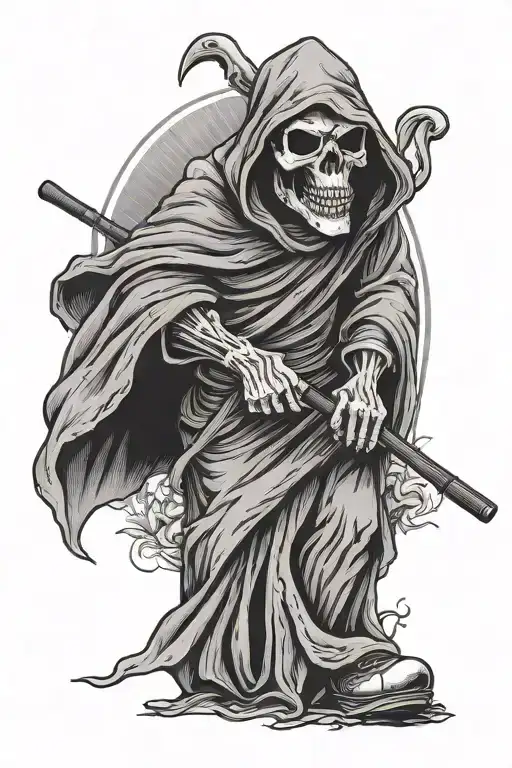 Grim Reaper Playing Golf Clubs