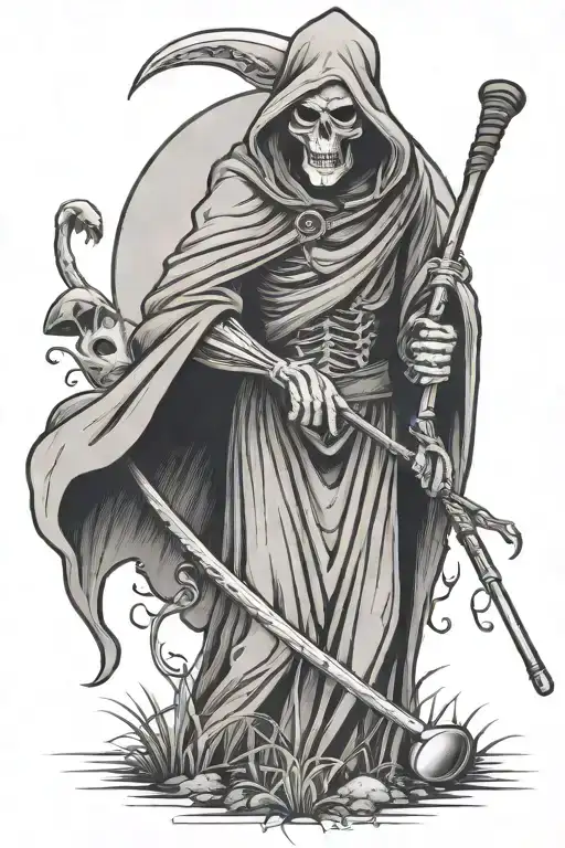 Grim Reaper Playing Golf Clubs