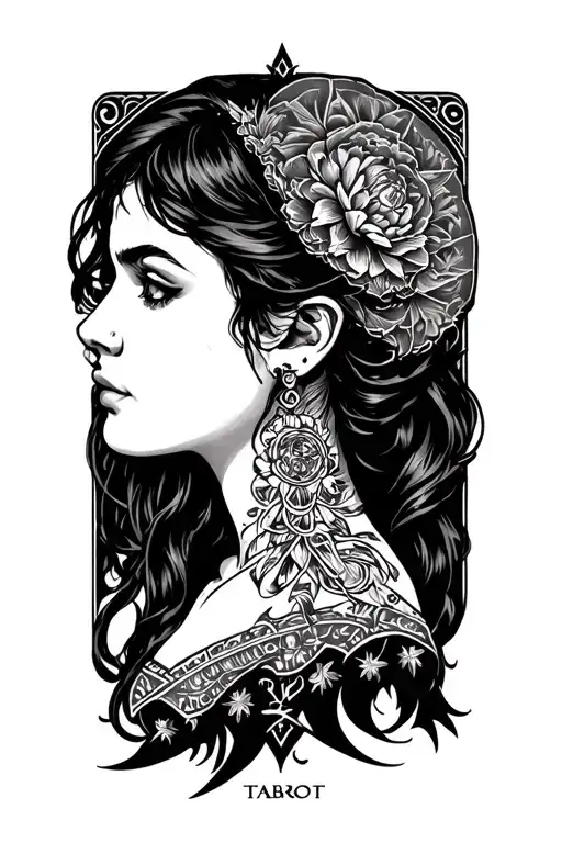 Tarot Card Featuring Girl Side Profile