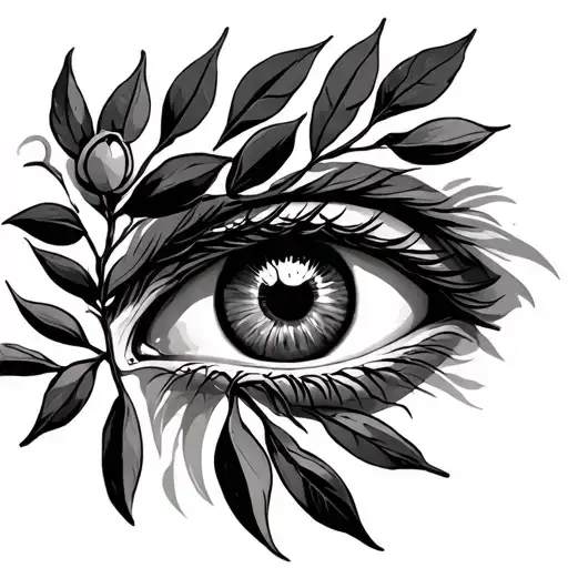Greek Eye Within Olive Branches
