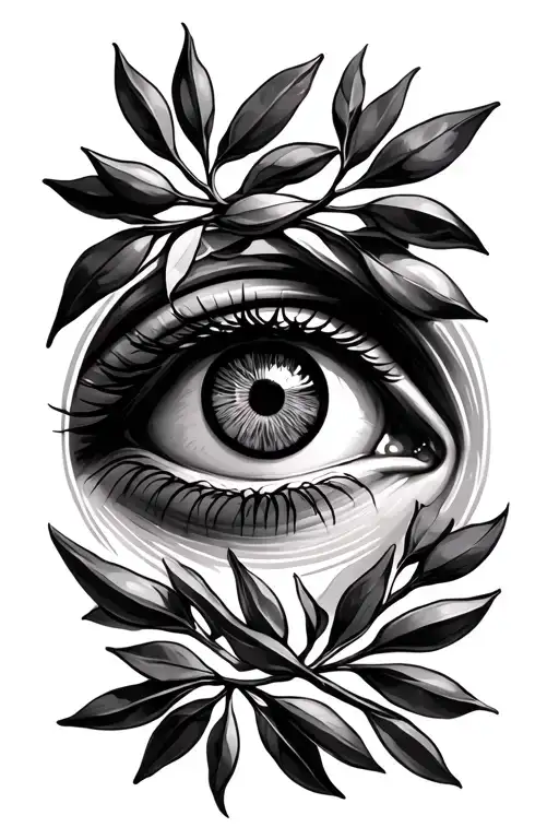 Greek Eye Within Olive Branches