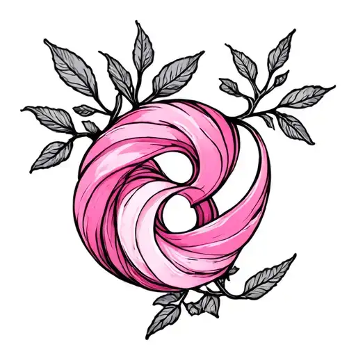 Pink Intertwined With The Stem Forming An E And One