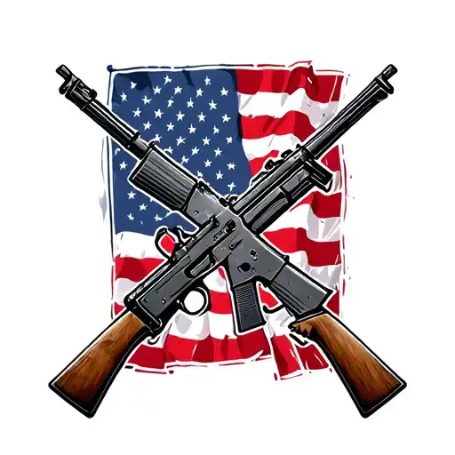 Infantry Cross Rifles And American Flag