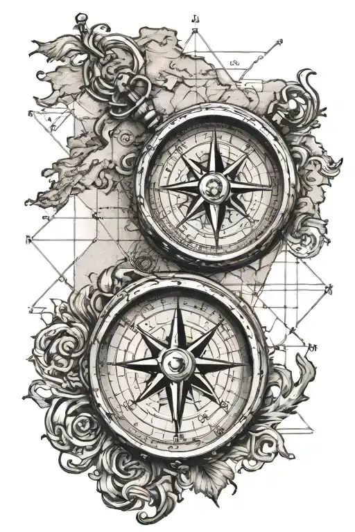 An Old Compass On A Marine Map Of Scotland