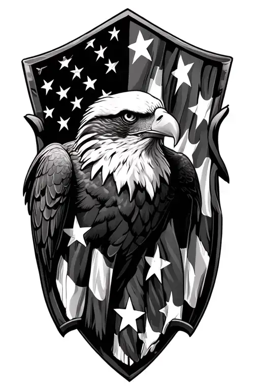 Realistic Eagle Us Flag Four Stars
