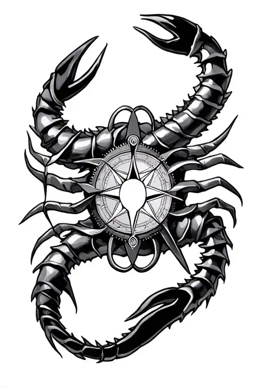 Sablier And Scorpion Intertwined Compass