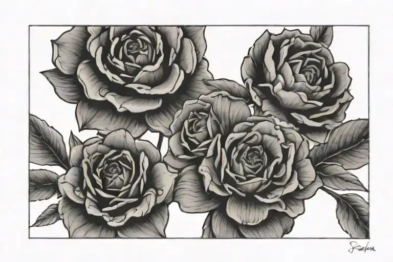 4 Flowers With Clear Lines And Gyometry