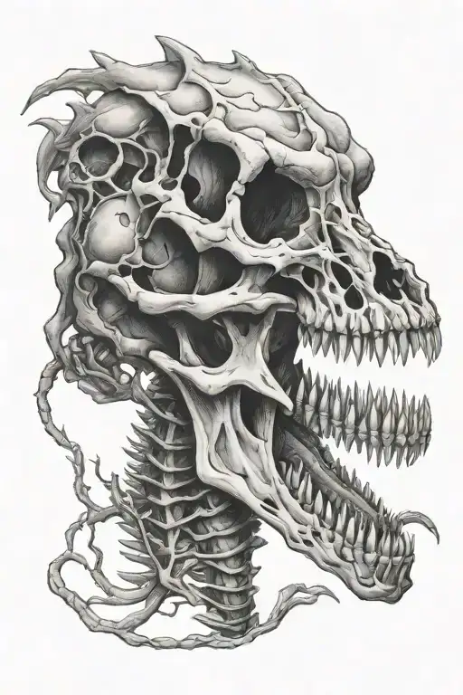 A Carnivorous Dinosaurs Skull Drawn Anatomically Correct