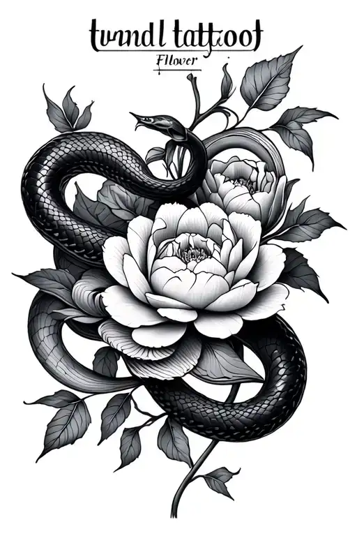 Peony Flowers Wrapped Loosely Intertwined Snakes Moving