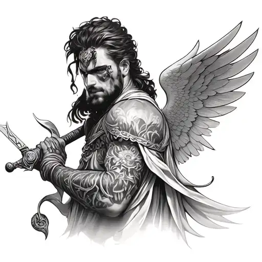 Gemini Man With Sword And Wings