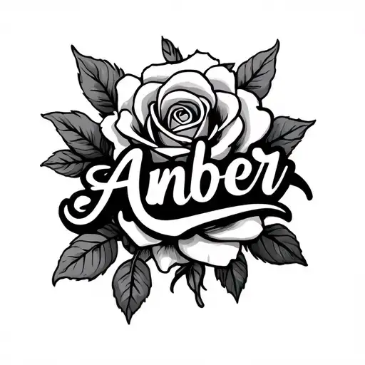 Amber Name Tattoo With Roses