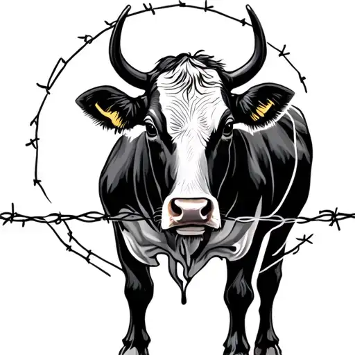 Cow Stuck In Barb Wire