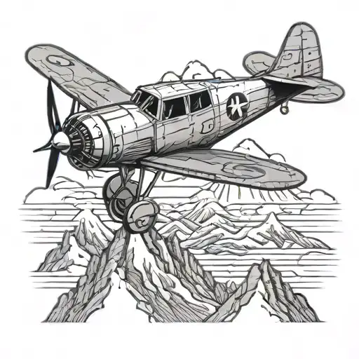 Aircraft With Mountain Scene