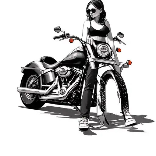 A Girl Looking To Harley Davidson And Hoping To Buy It