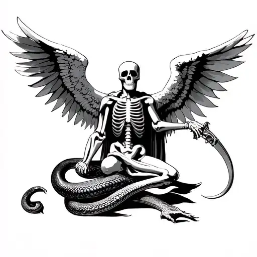Michael The Archangel As Skeleton Slaying Serpent