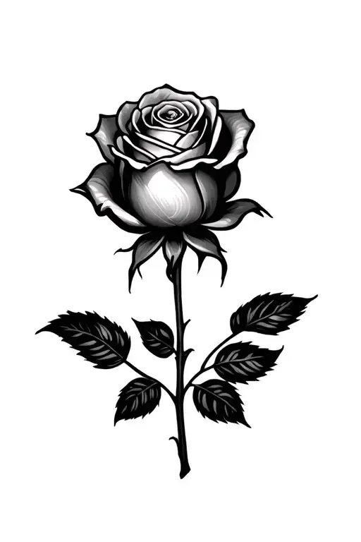 Rose Head With Writing For Stem