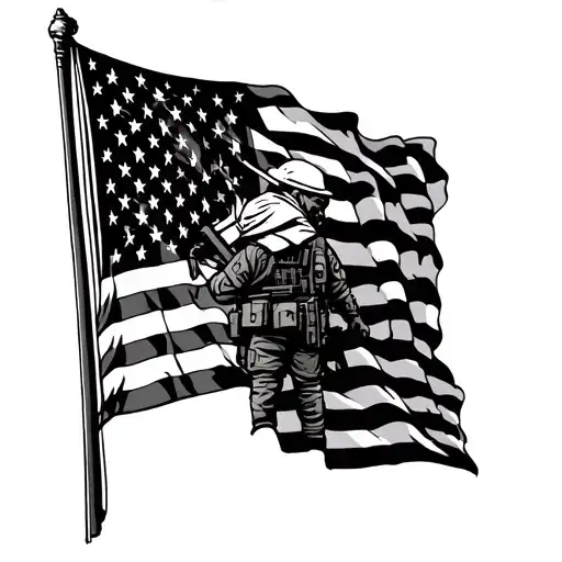 2Nd Armored Division And American Flag
