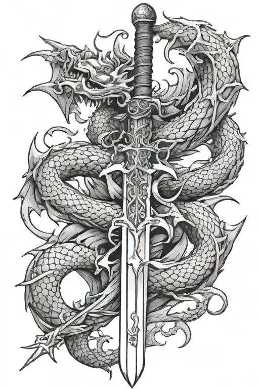 Sword With Dragon Wrapped