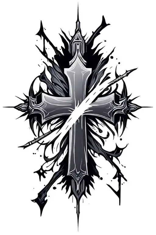 Cyber Sigilism Tattoo With A Cross