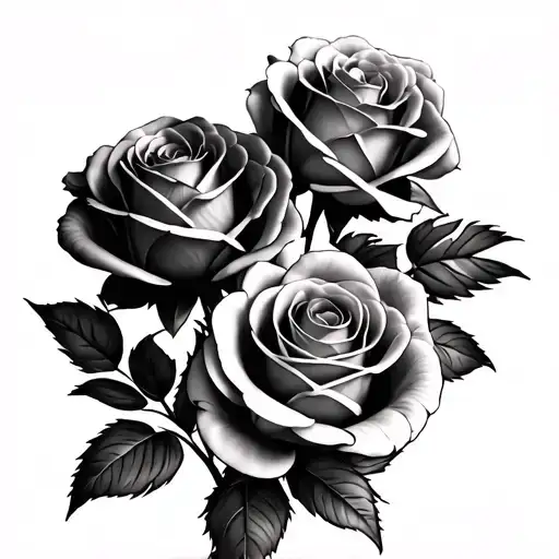 Bouquet Of 4 Roses Different From The Largest To The Smallest