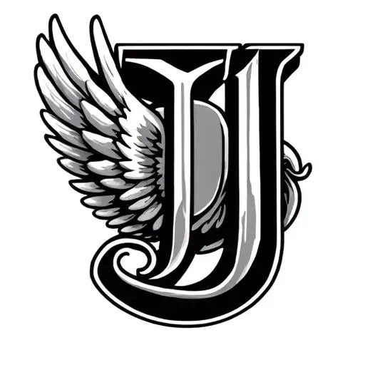 D J Letter With Wings