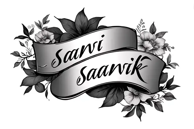 Make A Chest Tattoo Adding Two Names Together The Names Are Saanvi And Saanvik