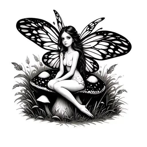 Fairy Sitting On A Mushroom