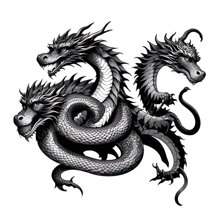 Dragon And Snake And Monkey