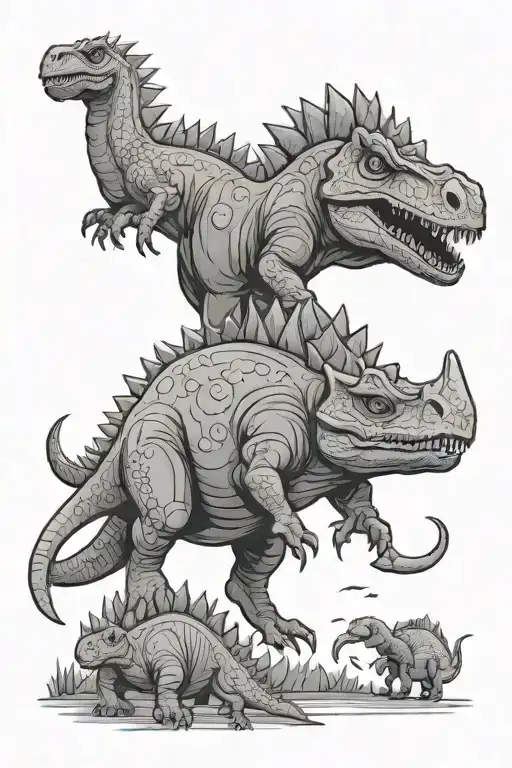 Cartoon Dinasaurs With Ukrainian And Vietnamese Culture