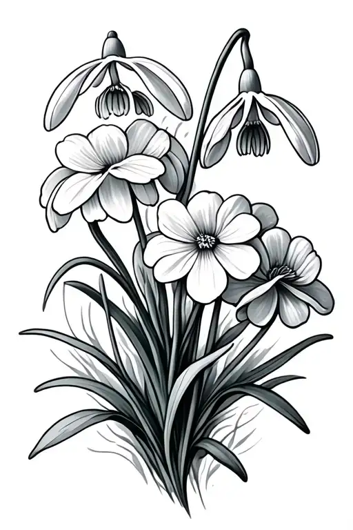 Snowdrops And Carnations Flowers