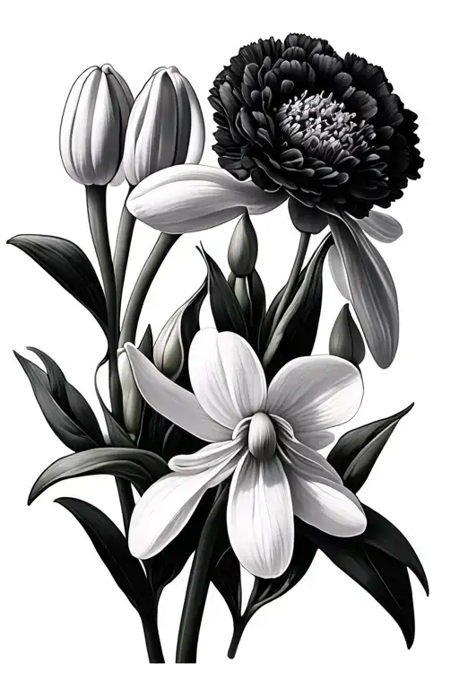 Snowdrops And Carnations Flowers
