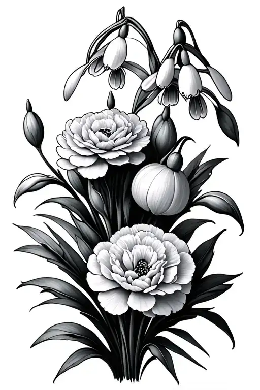 Snowdrops And Carnations Flowers