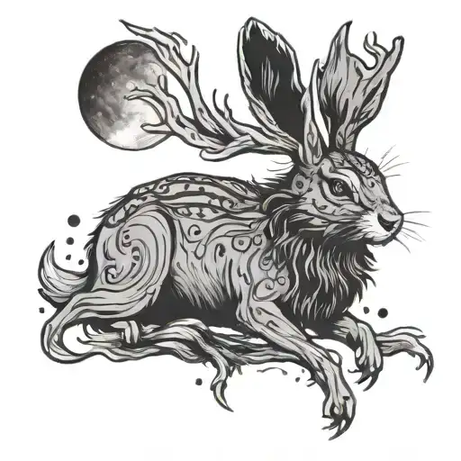 Jackalope At Night In The Woods