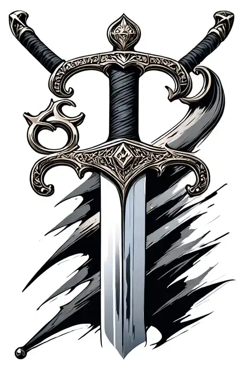 English Long Sword That Is Battle Worn With A G At The End Of The Handle