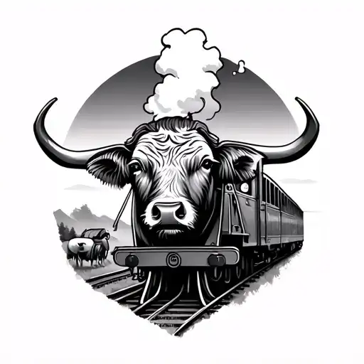Steam Train And Highland Cow