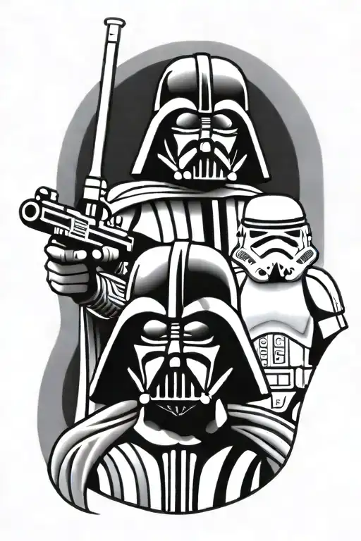 Darth Vader With Storm Trooper And Boba Fett