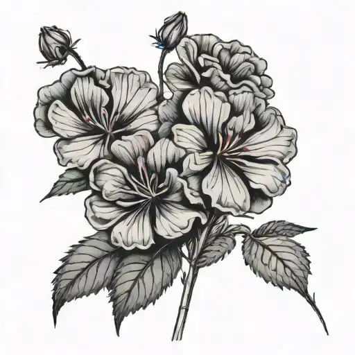 Vinyl Record With Two Geraniums With Long Stems Crossing In The Middle