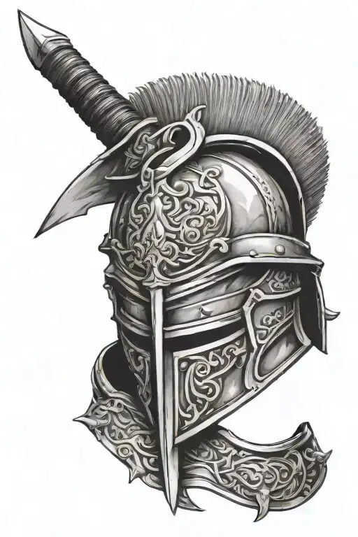 Scandinavian Sword And Helmet On The Battlefield