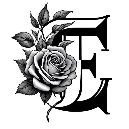 The Letter G Mixed With A Rose And The Letter F