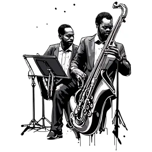 A Jazz Band Scribbled In Fine Link Ink Tattoo Messy Sketch