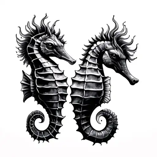 2 Seahorses Facing Eachother