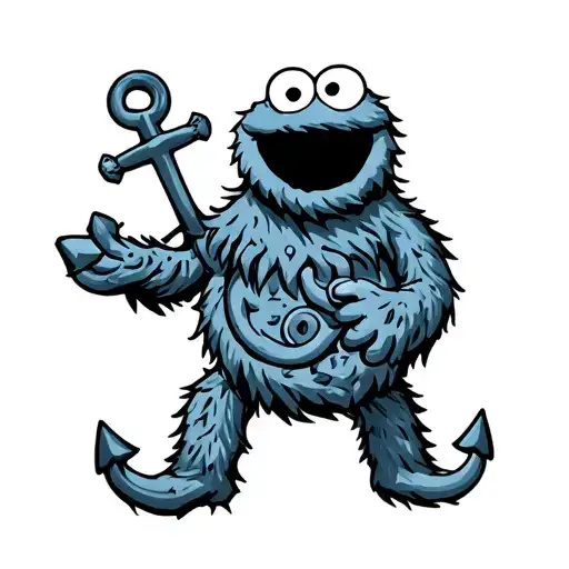 Cookie Monster With An Anchor Intertwined