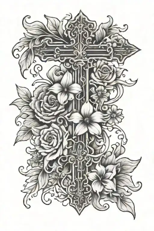 Cross And Flowers