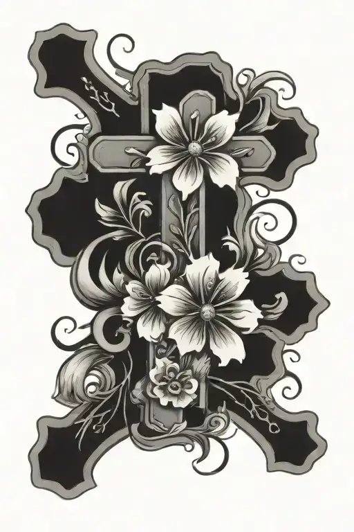 Cross And Flowers One Piece