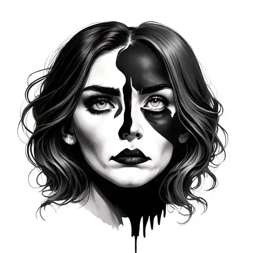 Two Face Happy Sad Woman Face