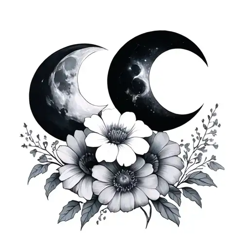 Triple Moons Flowers Growing Together