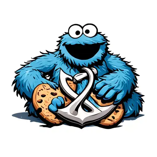 Cookie Monster With An Anchor Intertwined Symbolizing