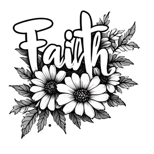 Flowers Growing Out Of The Name Faith