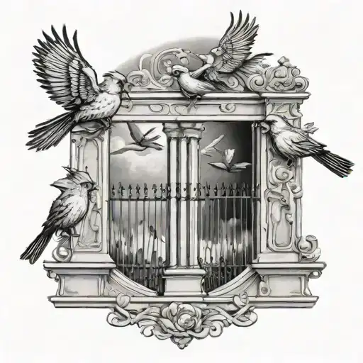 5 Cardinals Flying Around The Pearly Gates